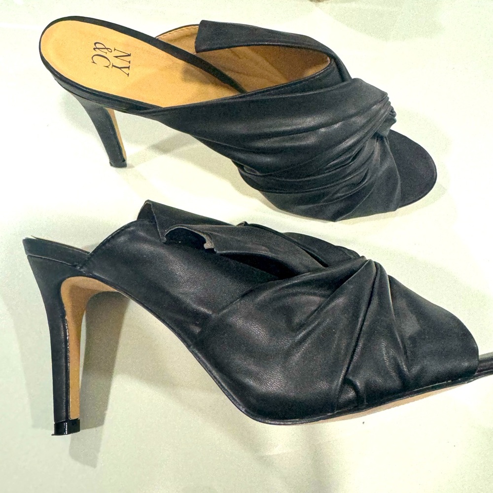 Faux Leather Slip on Heels
